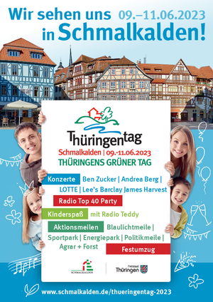 Flyer zum Thüringentag in Schmalkalden am 09.06. - 11.06.2023
